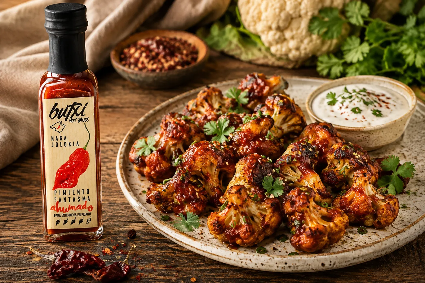 Rauchige Blumenkohl-Wings mit Fantasma-Glaze